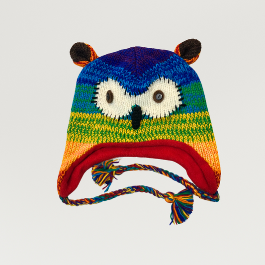 100% Wool Kids Rainbow Hat Beanie 2yrs+