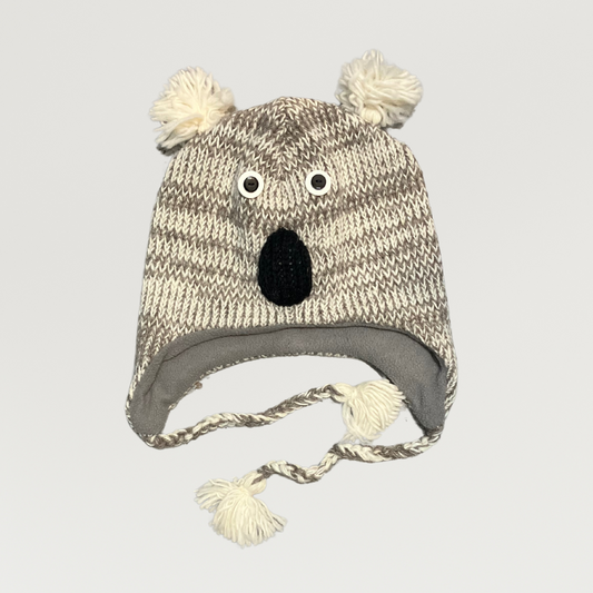 100% Wool Kids Koala Beanie Hat 2yrs - adults
