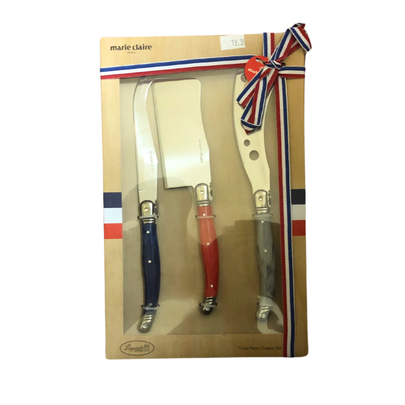 3pc Marie Claire Cheese Set Stainless Steel Knives, Large