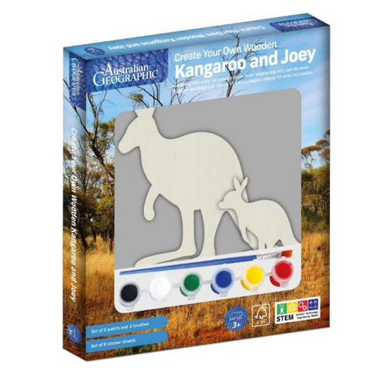 Australian Geographic Create Your Own Wooden Kangaroo and Joey Paint Kit