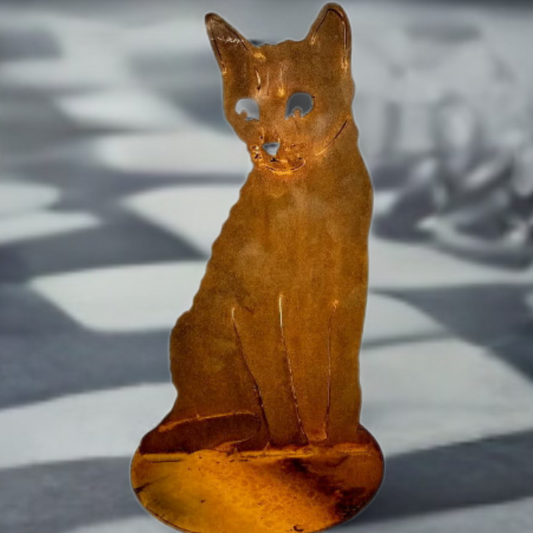 Cat Metal Sculpture on stand - Australian made (Large)