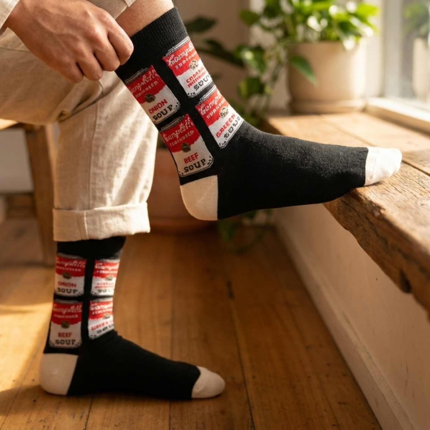 Andy Warhol Soup One Size Socks - Black