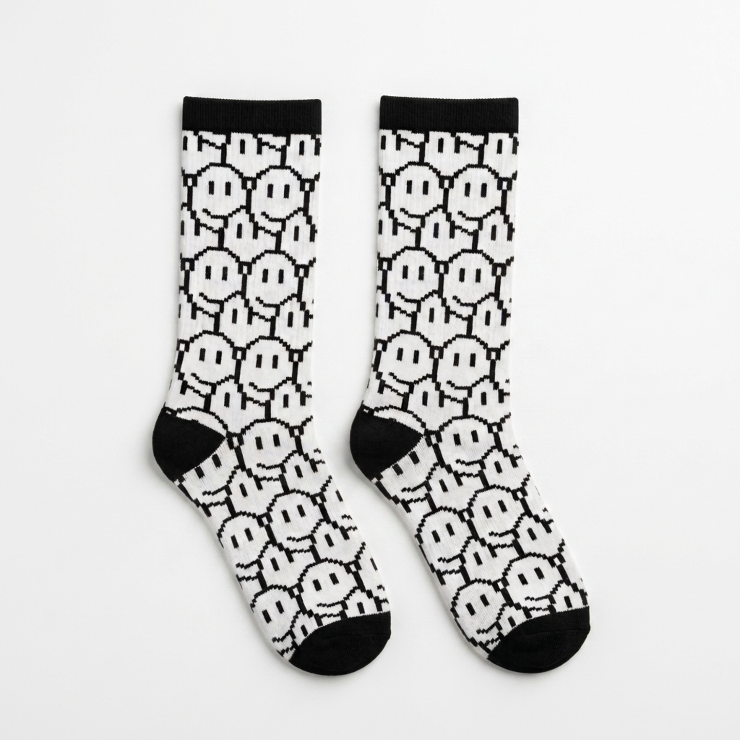 White/Black Smile Socks One Size