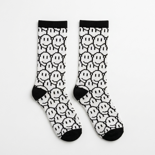 White/Black Smile Socks One Size