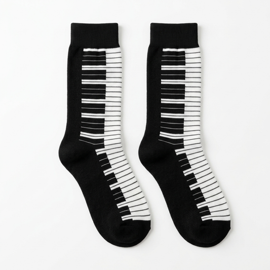 White/Black Piano Socks One Size