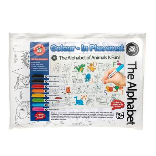 Alphabet Animals A3 Reusable Colouring Mat + 8 pens