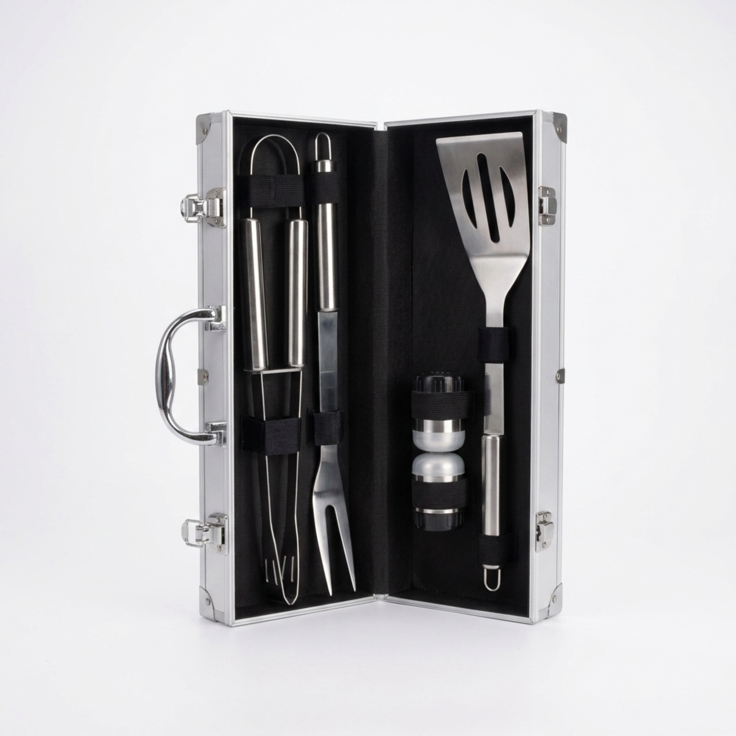 BBQ Tool Set in Aluminum Case 5pcs - Stainless Steel