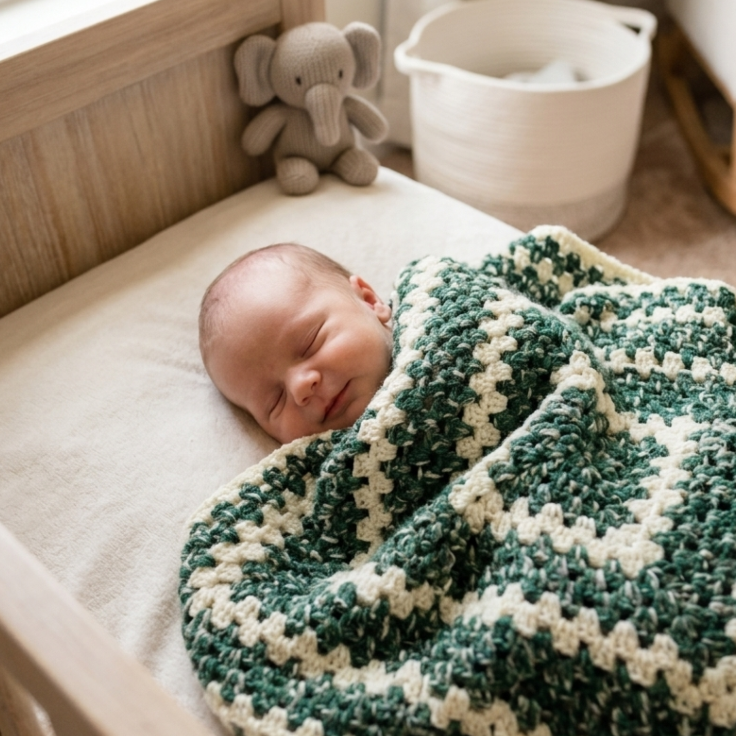 Local Daylesford Baby Blanket - Green & Cream