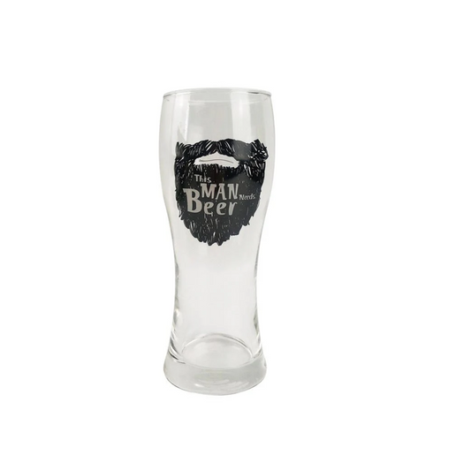 This man needs a drink glass (large beer glass)