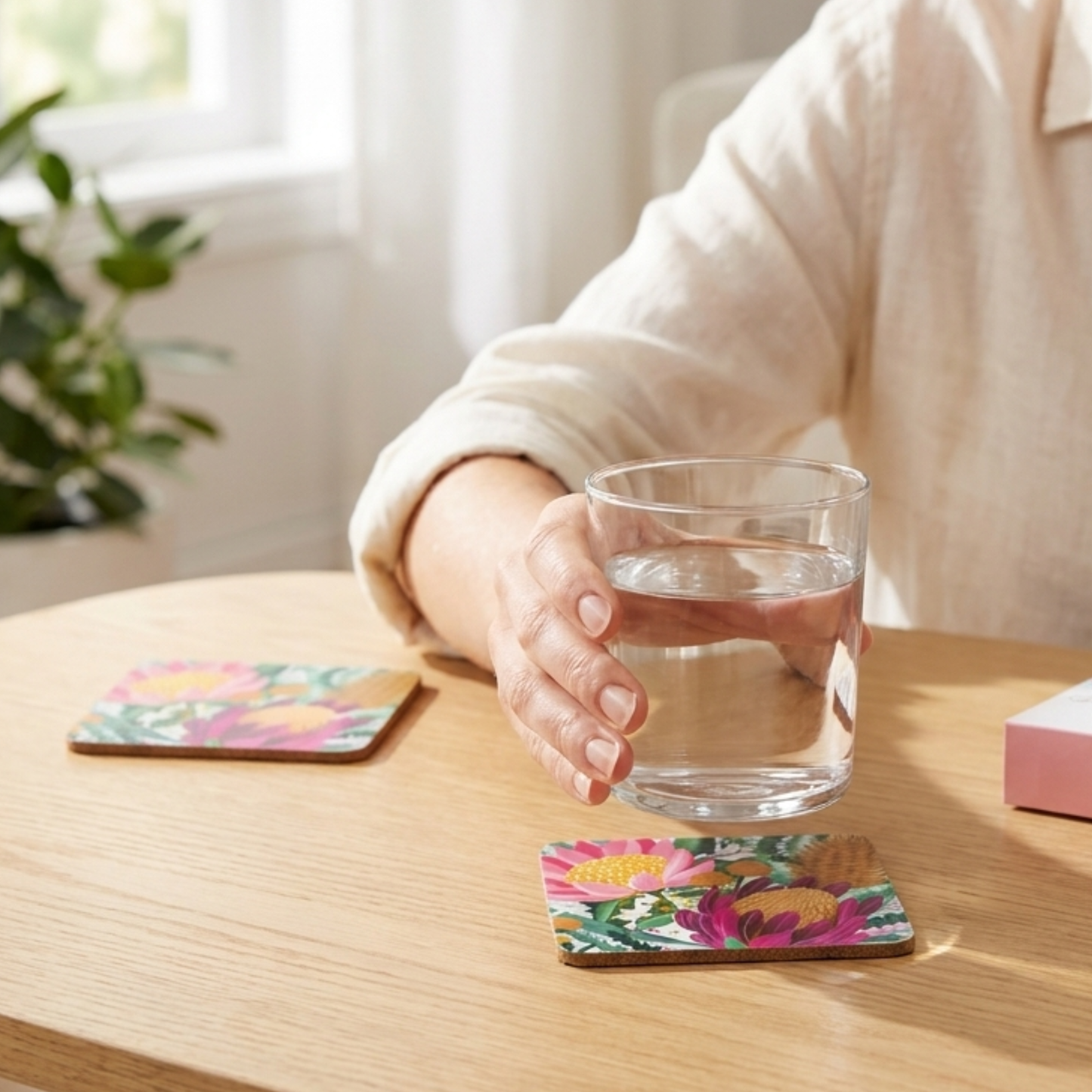 4pc Australian Botanical Dining Table Cork Colourful Coasters