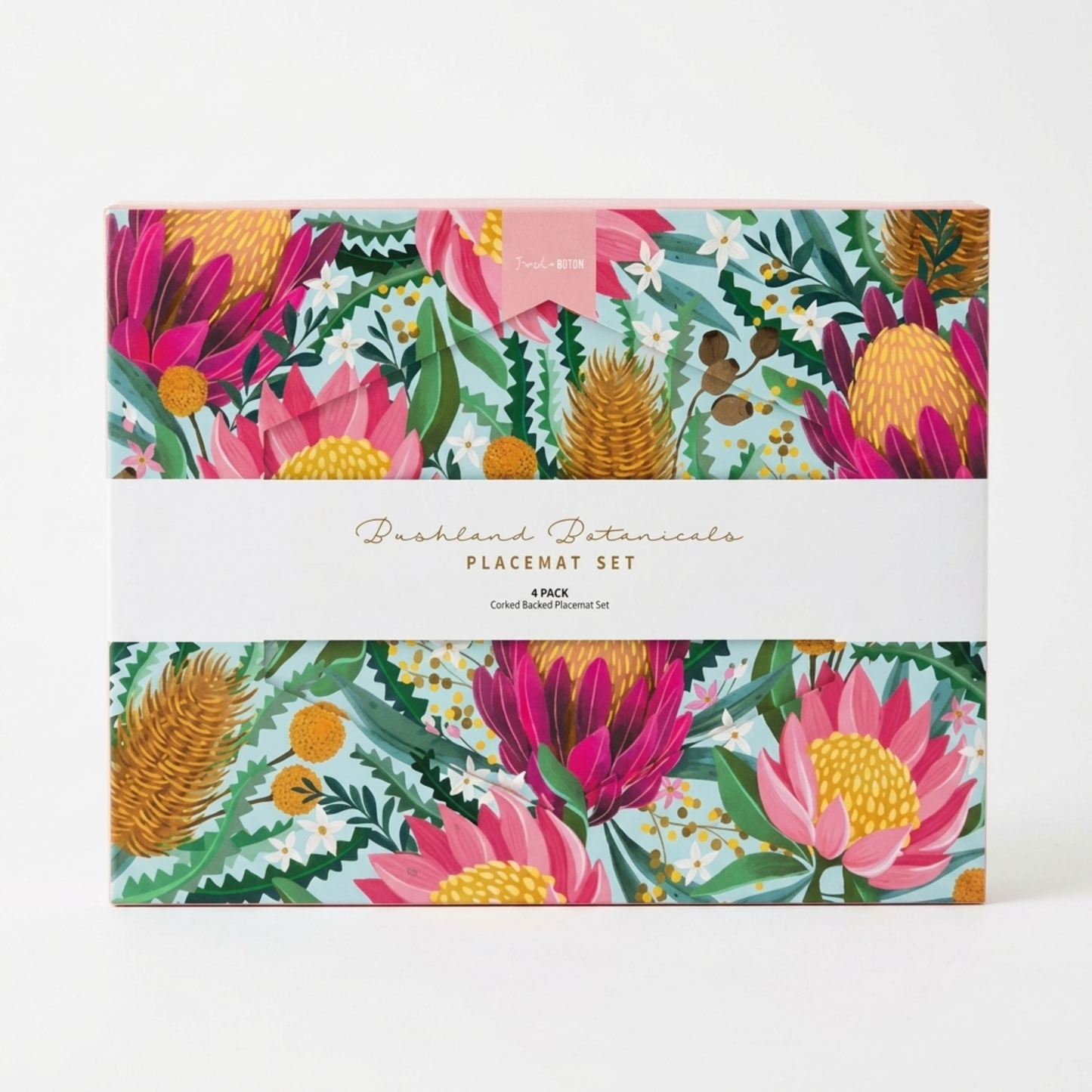 4pc Australian Botanical Dining Table Cork Backed Placemats