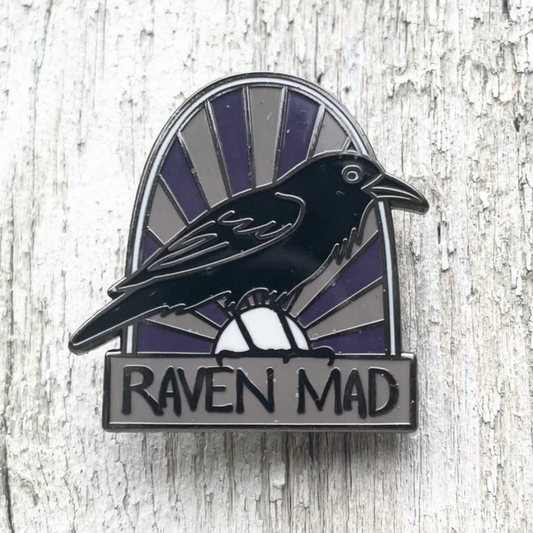 Australian jewellery - 3cm Enamel Pin - Raven Mad