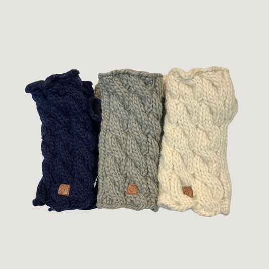 100% Wool Unisex Cable Hand & Wrist Warmers