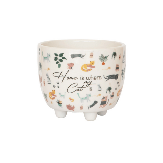 Planter Pot, 'Home Is Where My Cat Is'  10cm