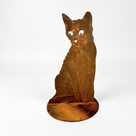 Cat Metal Sculpture on stand - Australian made (Large)