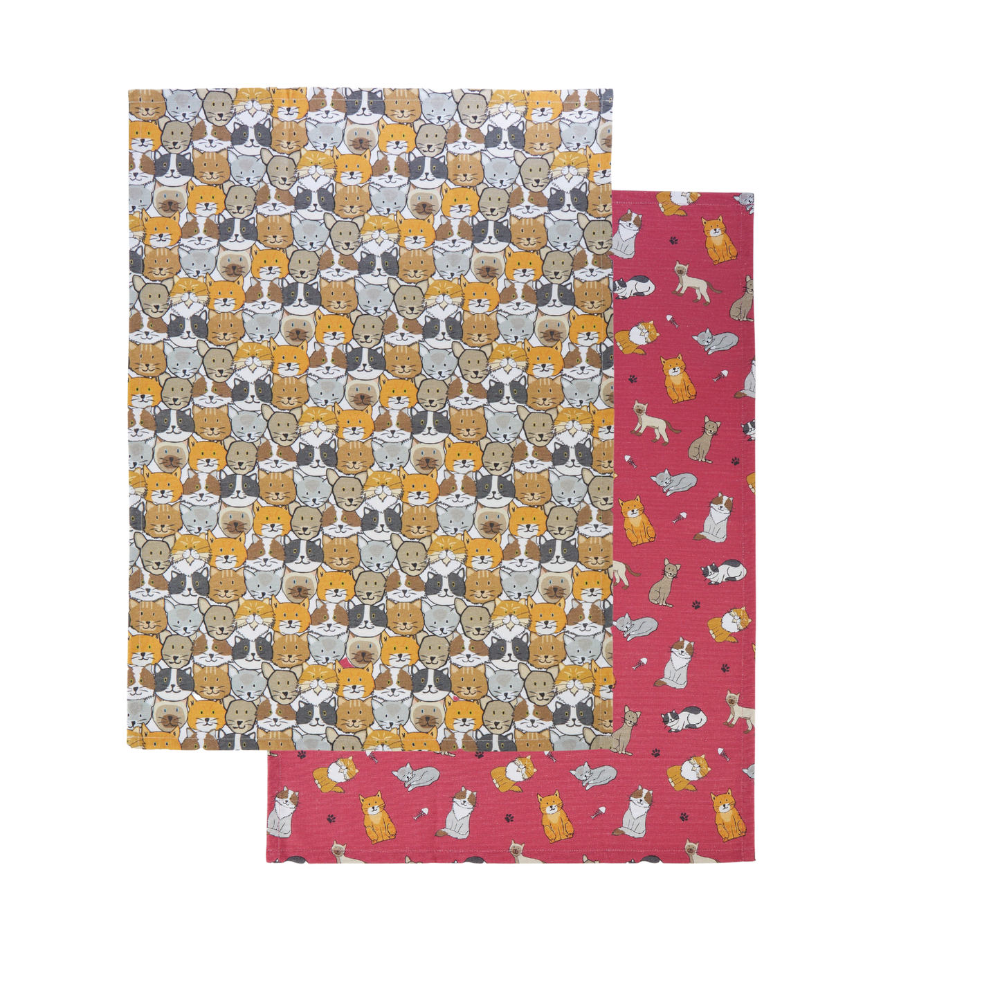 2 Set Cat Teatowels, 100% Cotton, 50X70cm