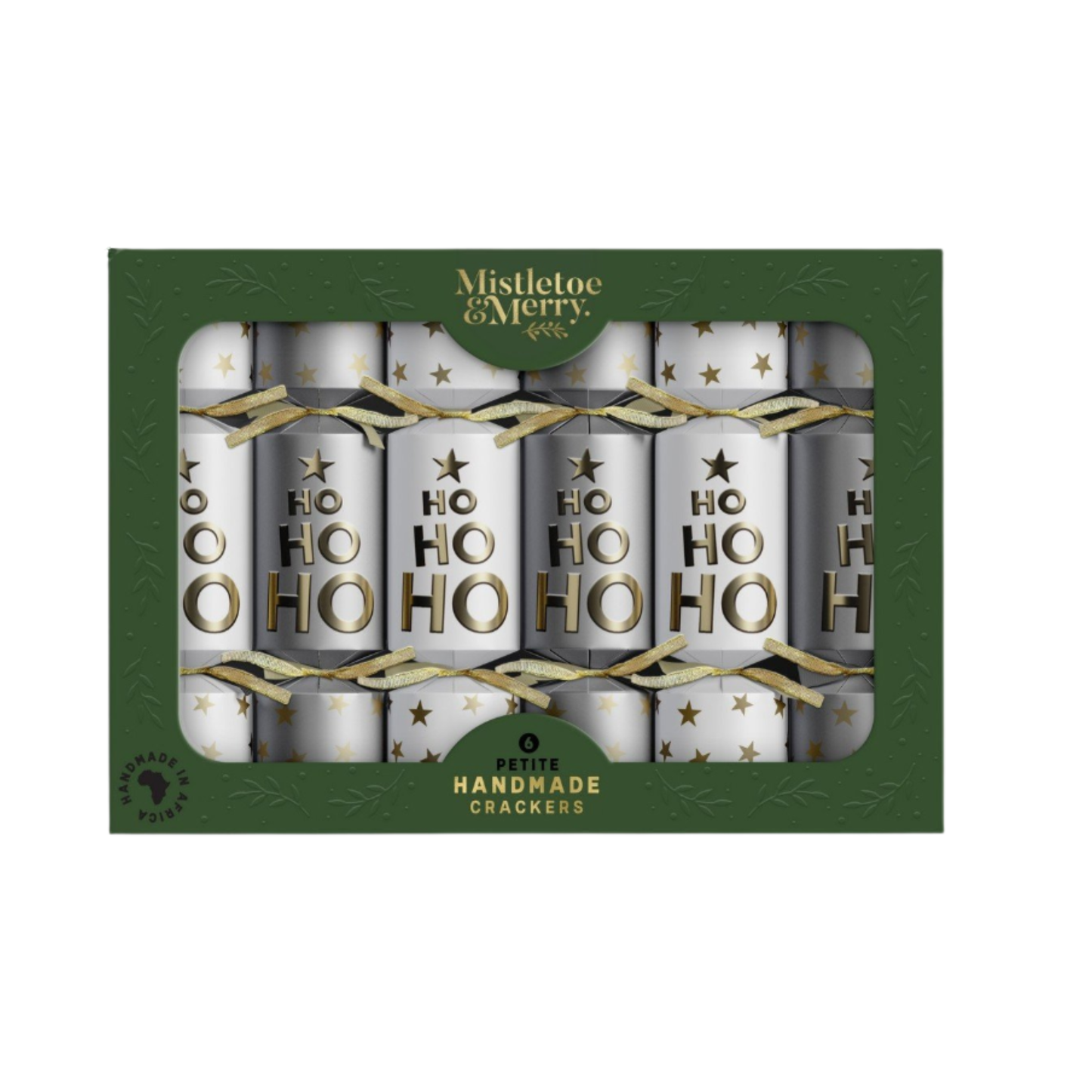 Ho Ho Christmas Crackers/Bon Bons (6) Mistletoe & Merry