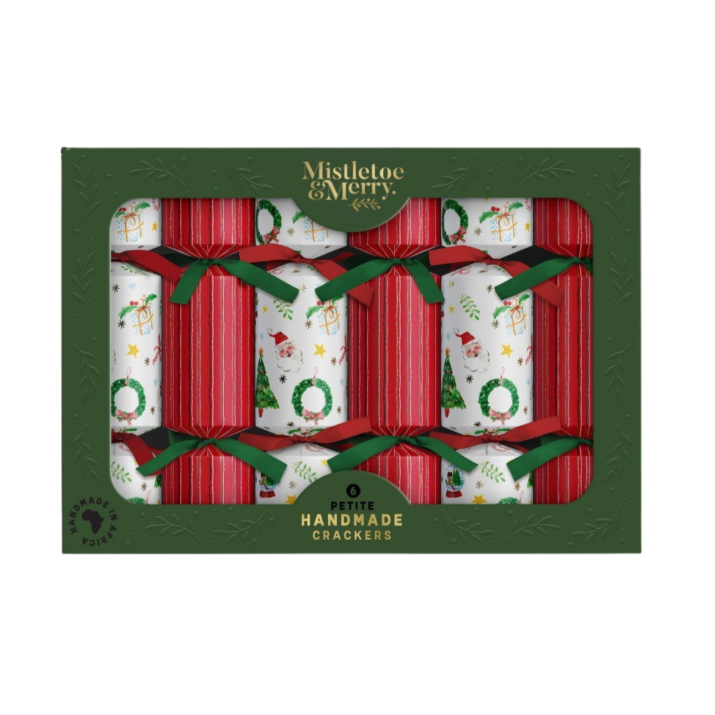 Iconic Christmas Crackers/Bon Bons (6) Mistletoe & Merry