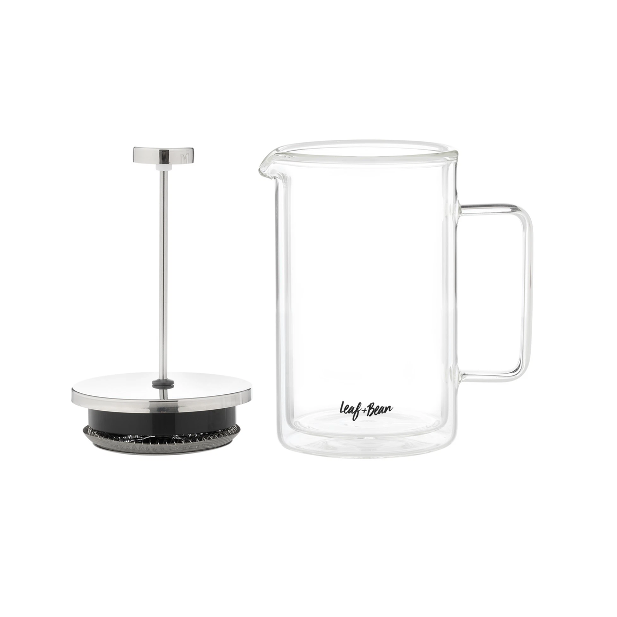 Leaf & Bean Double Wall Glass Plunger – 600ml