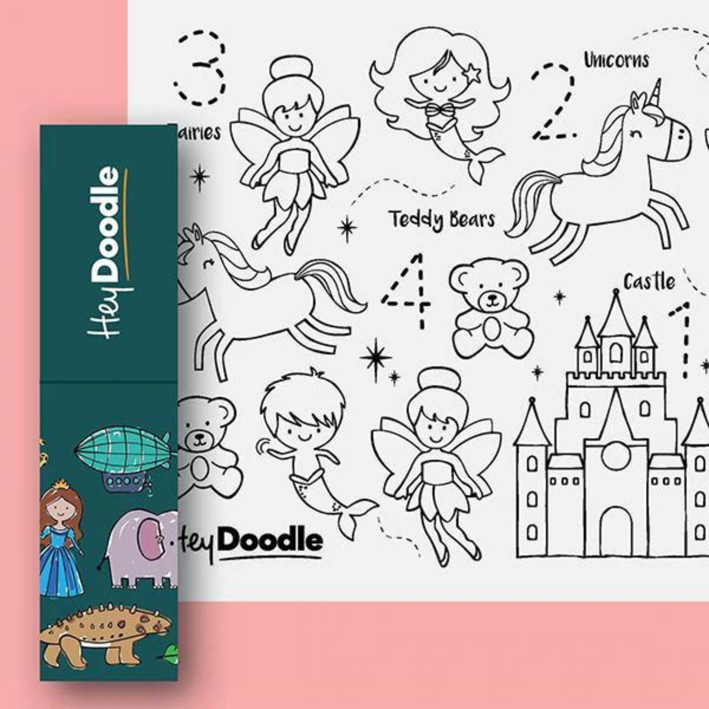 Toys | HeyDoodle A4 Colouring Mat + 3 pens