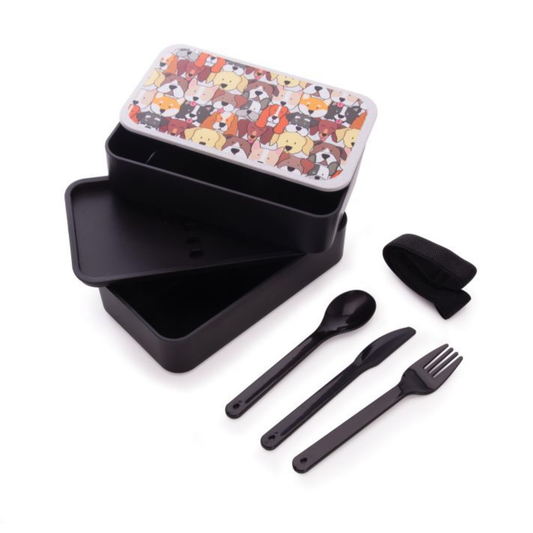 Stackable lunchbox and Utensils - Dogs