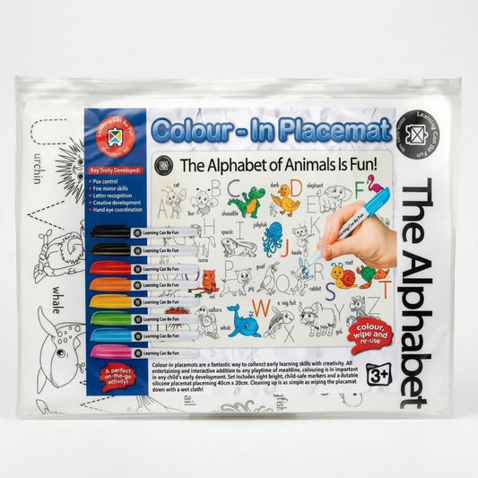 Alphabet Animals A3 Reusable Colouring Mat + 8 pens