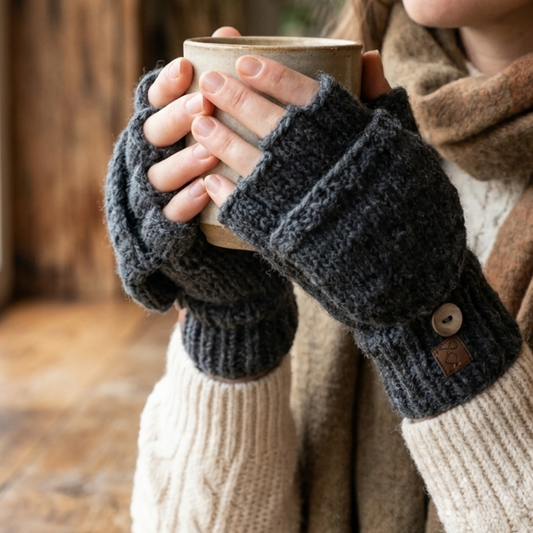 100% Wool Unisex Fingerless Hunter Gloves