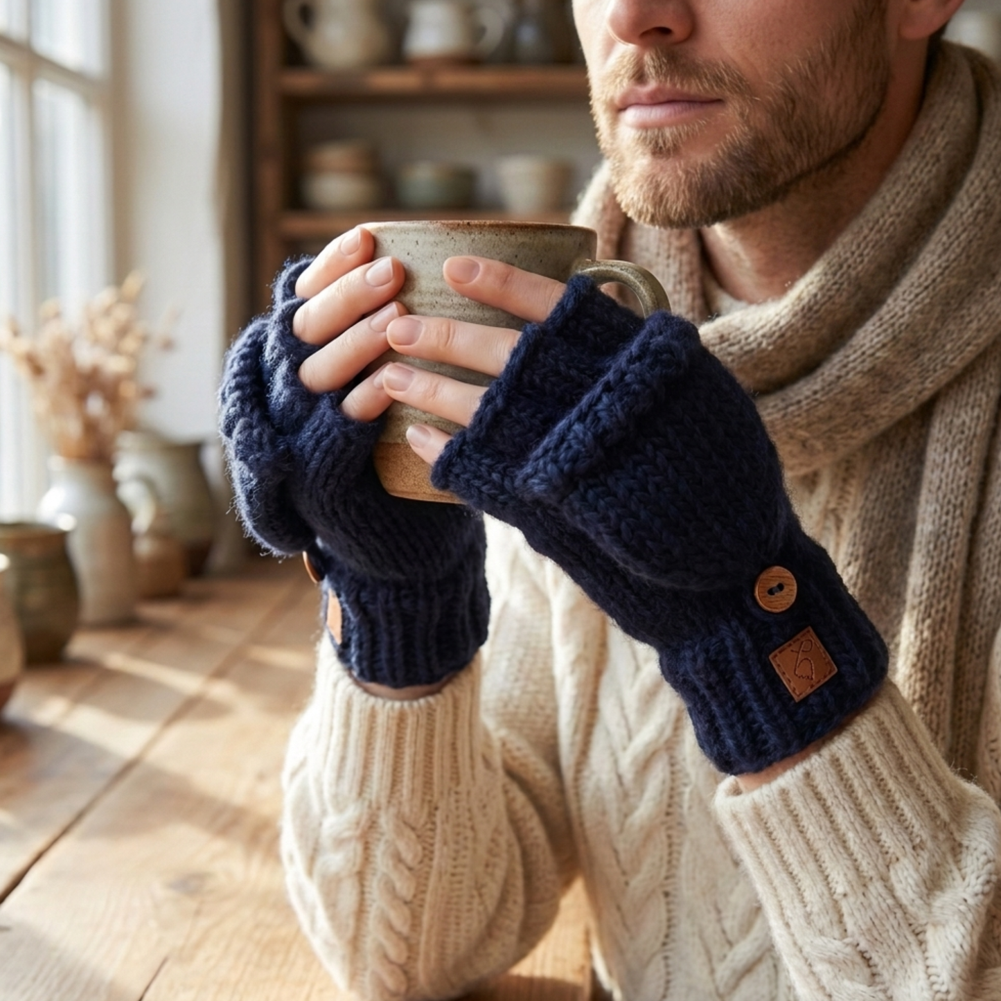 100% Wool Unisex Fingerless Hunter Gloves