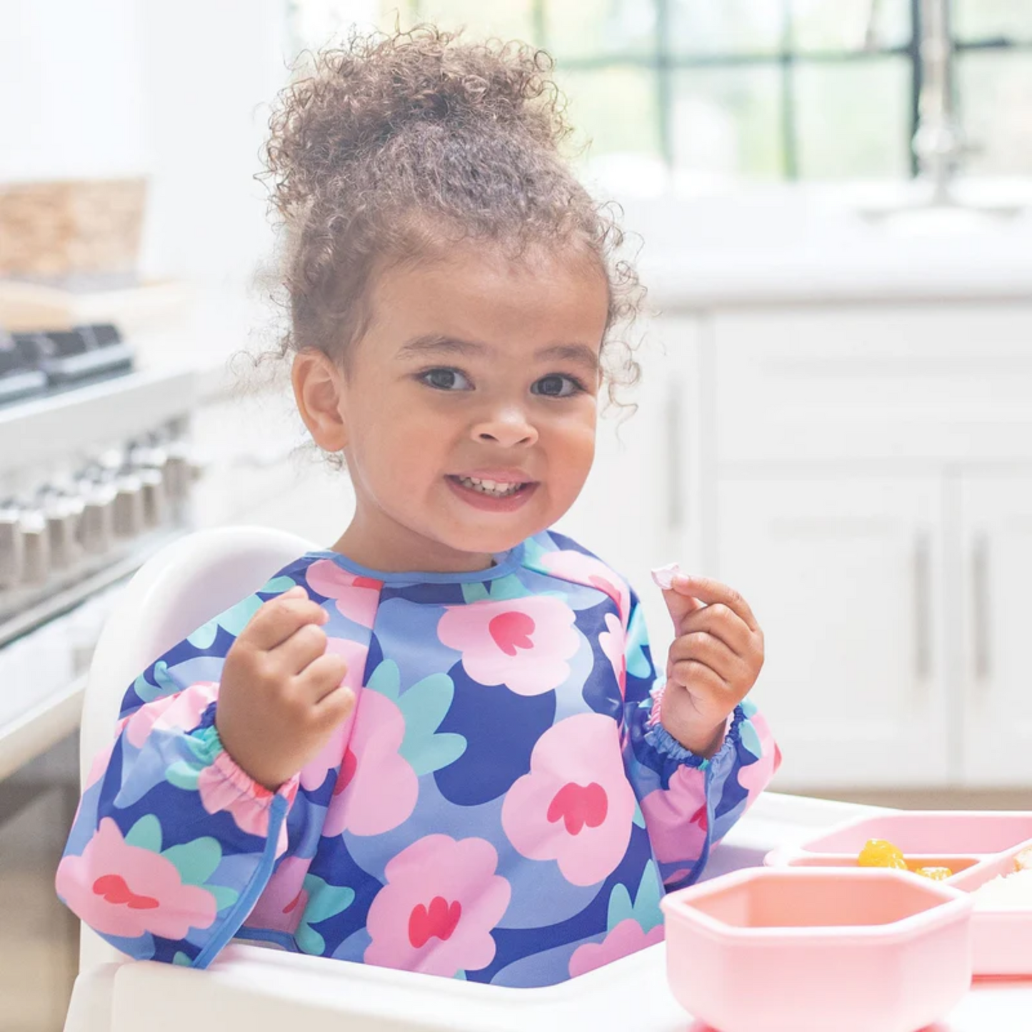 Tiny Twinkle - Mess-Proof Long Sleeve Baby Bib - Floral