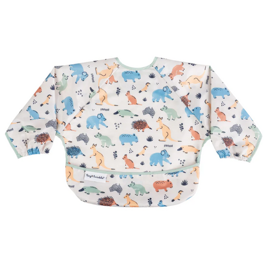 Tiny Twinkle - Mess-Proof Long Sleeve Baby Bib - Aussie Animals