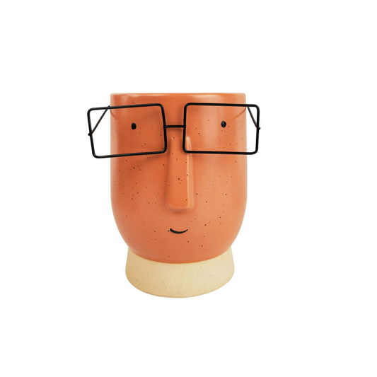 Blake with Glasses Ceramic Planter Garden Plant Pot
