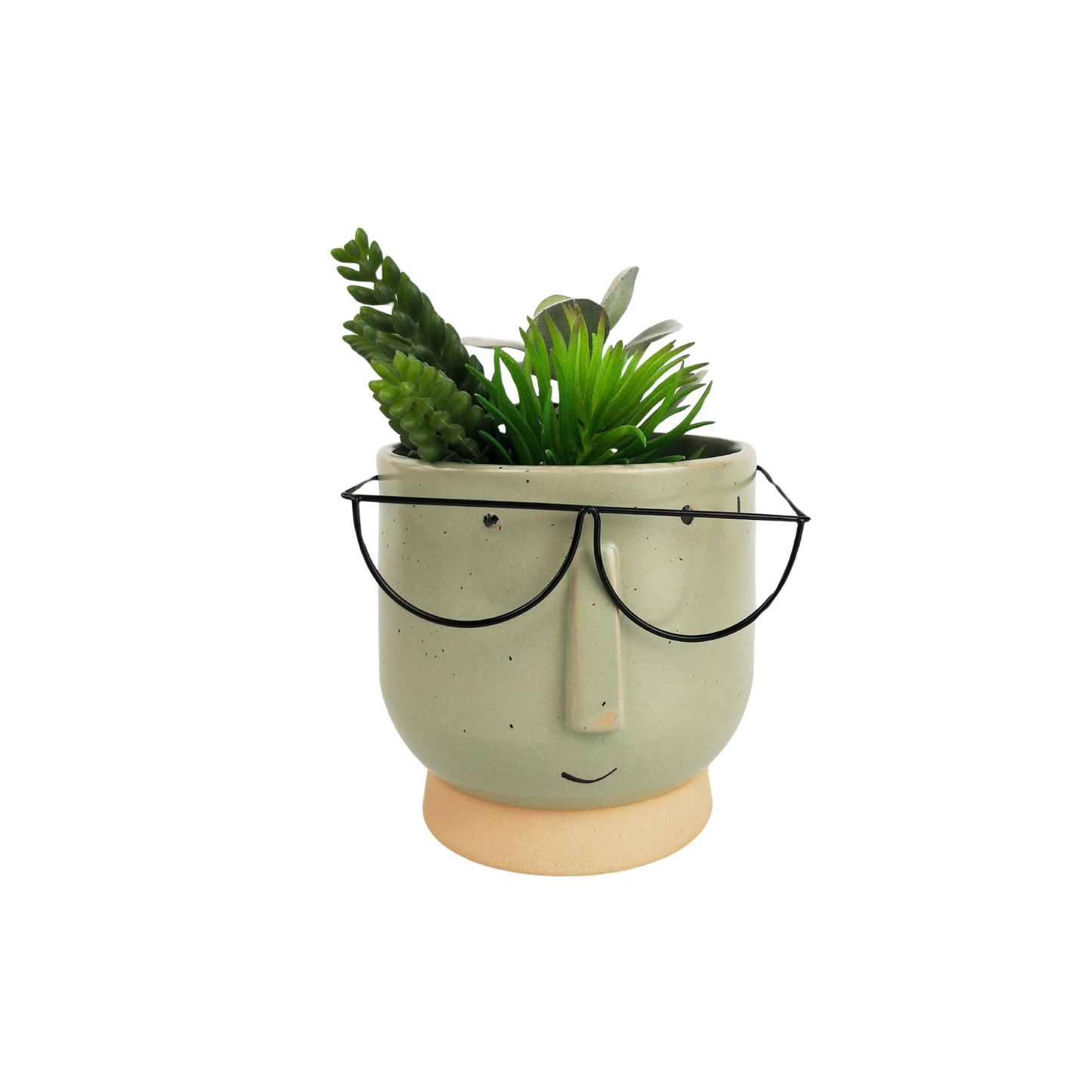 Blake with Glasses Ceramic Planter Garden Plant Pot – Green