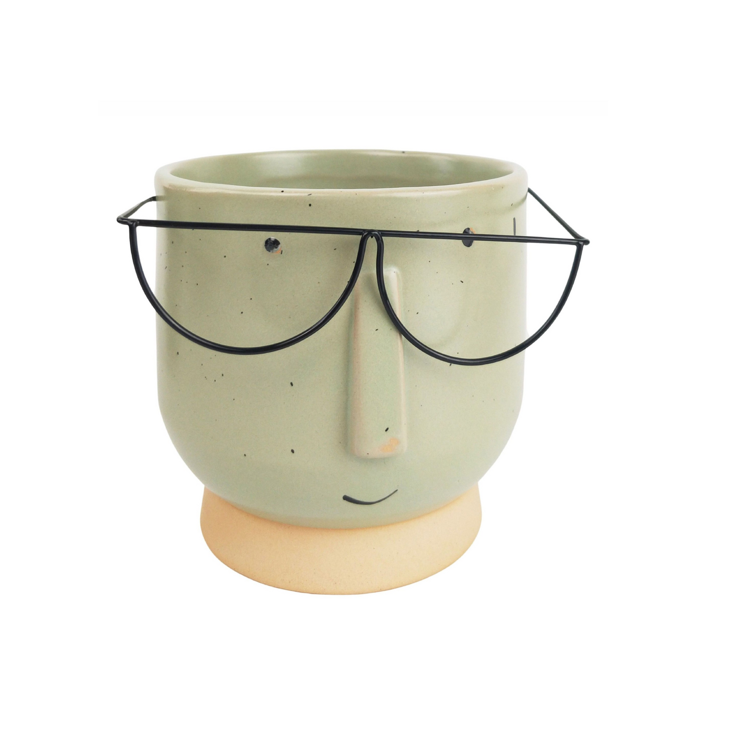 Blake with Glasses Ceramic Planter Garden Plant Pot – Green