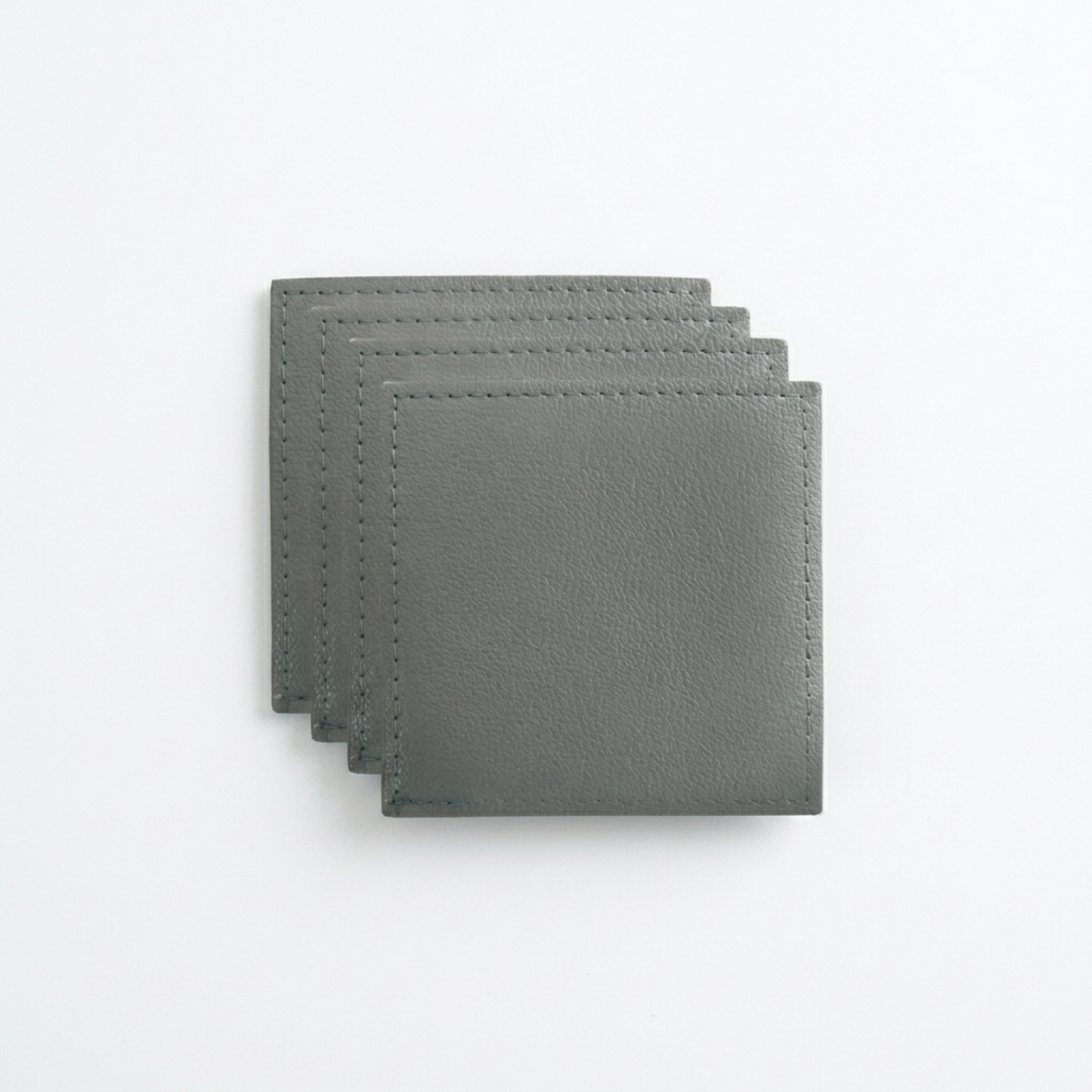 4pc Grey Leather Look Coasters