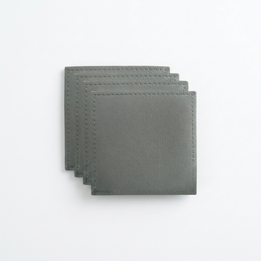 4pc Grey Leather Look Coasters