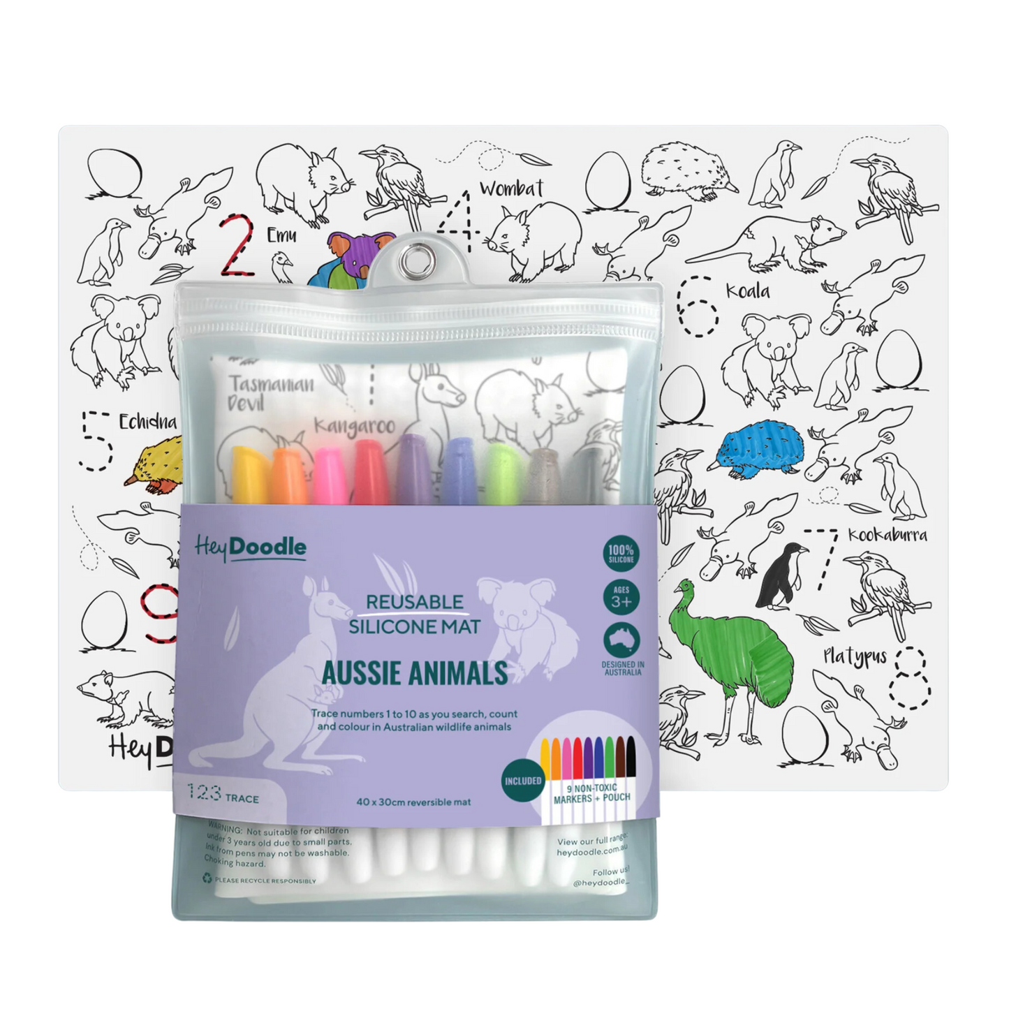 Toys | HeyDoodle A3 Colouring Mat + 9 pens