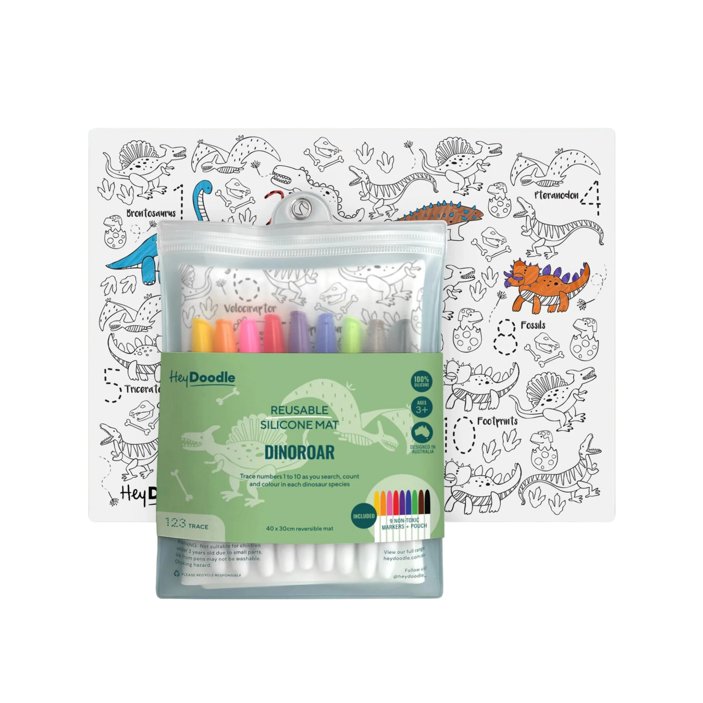 Toys | HeyDoodle A3 Colouring Mat + 9 pens