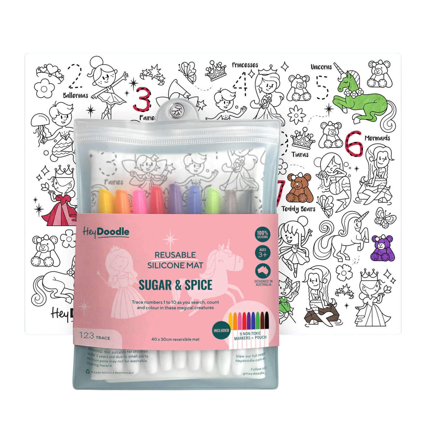 Toys | HeyDoodle A3 Colouring Mat + 9 pens