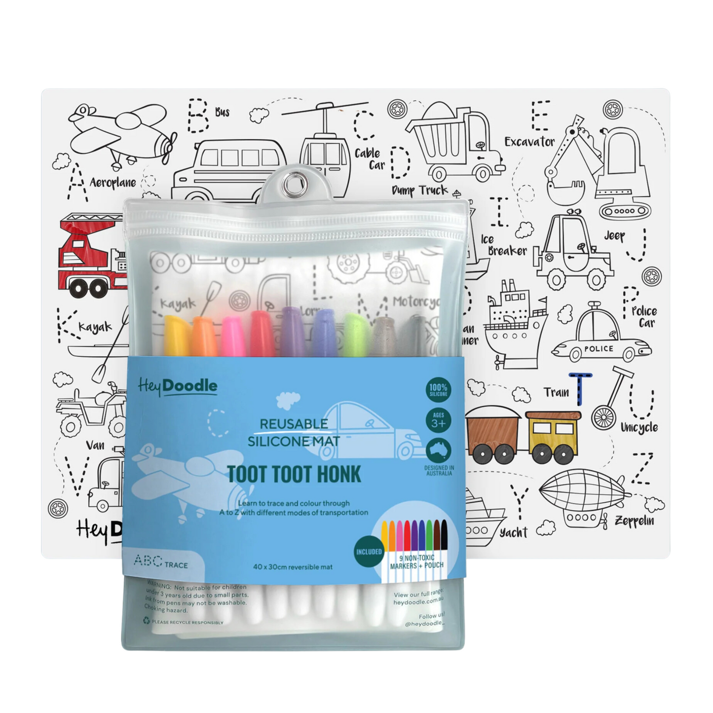 Toys | HeyDoodle A3 Colouring Mat + 9 pens