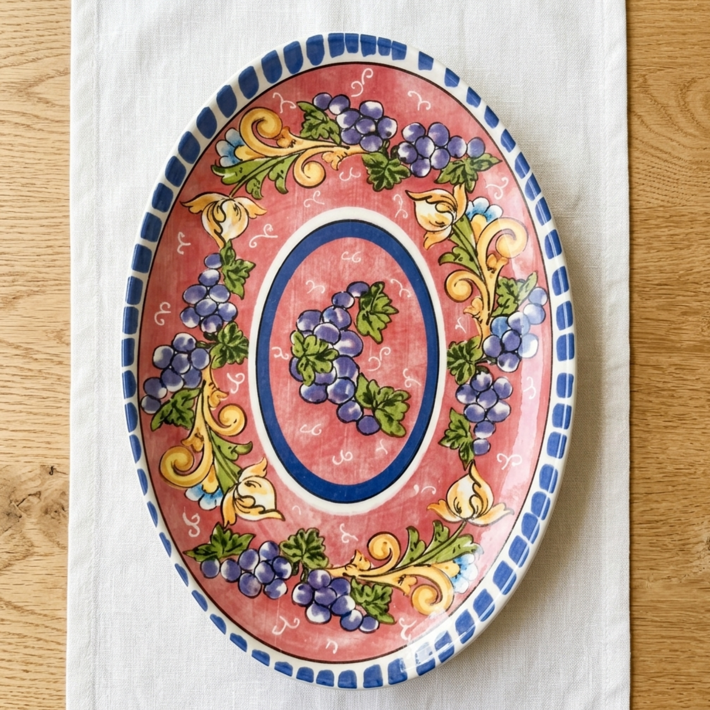 Ceramic Salerno Oval Platter 40x28cm Grapes