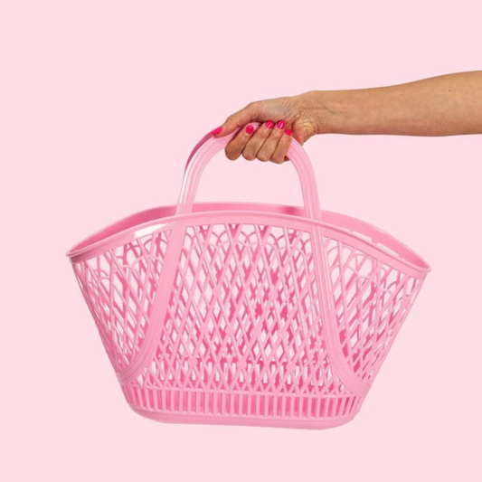 Gifts -  Retro Large Basket Bag Bubblegum Pink