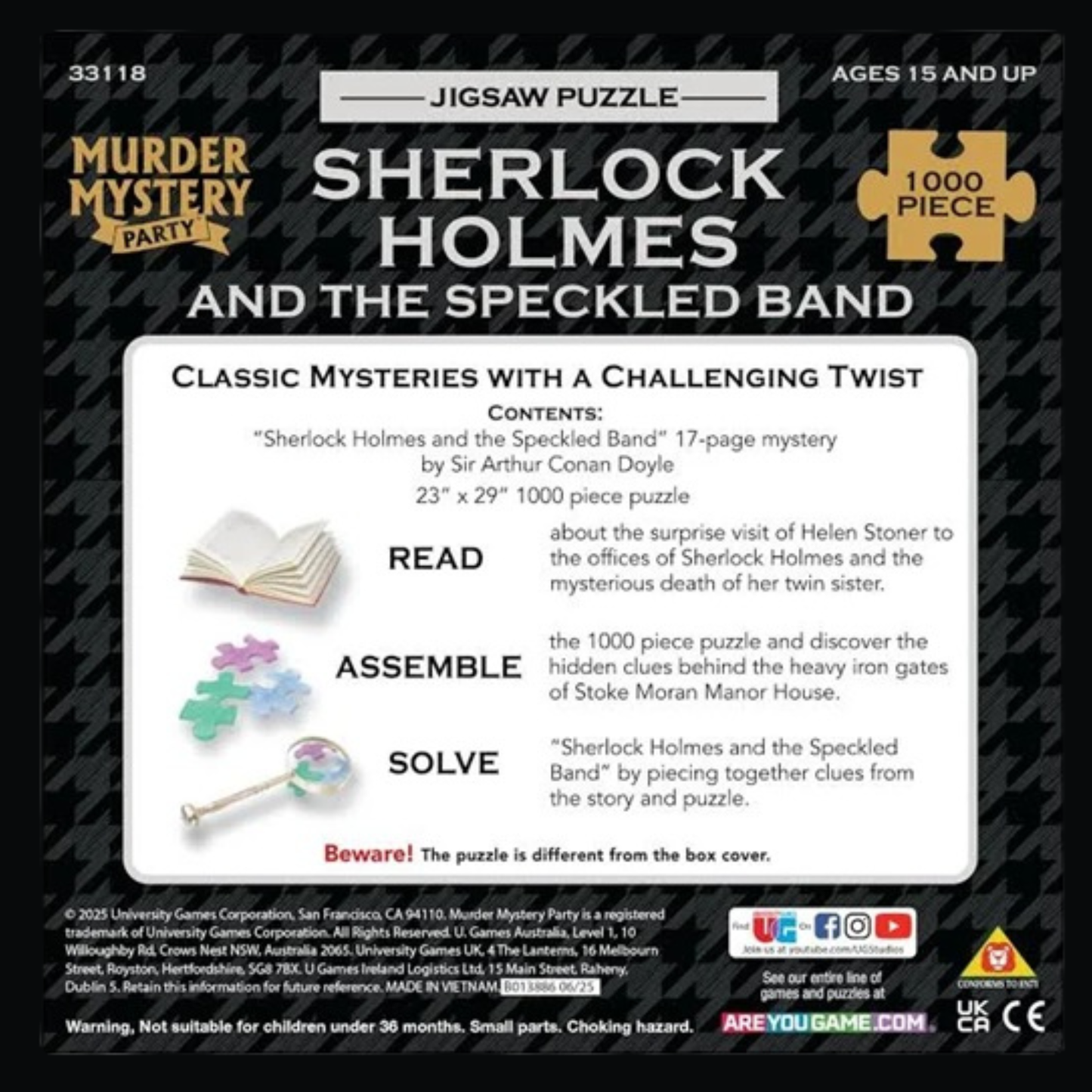 Sherlock Holmes jigsaw puzzle 1000 pieces featuring classic mysteries and engaging artwork.