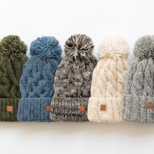 100% Wool Unisex Khemi Beanie Hat Adults & Kids