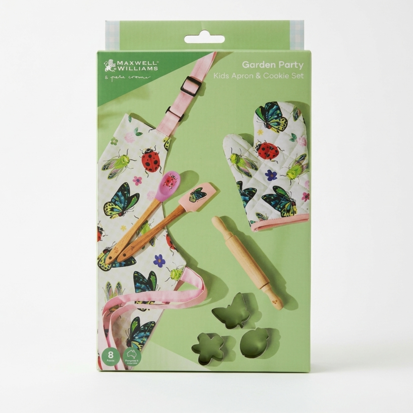 Garden Party Kids Apron and Cookie Set 8 Piece in Pink