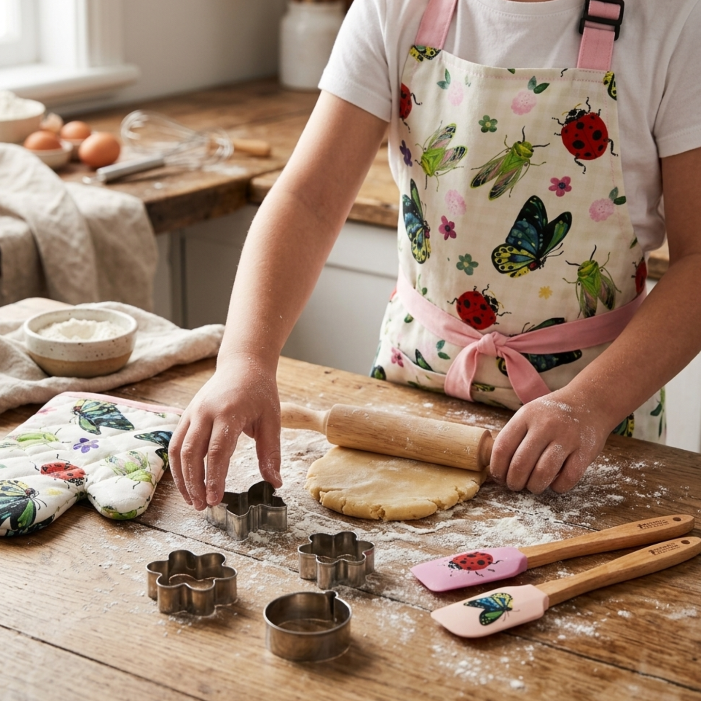Garden Party Kids Apron and Cookie Set 8 Piece in Pink