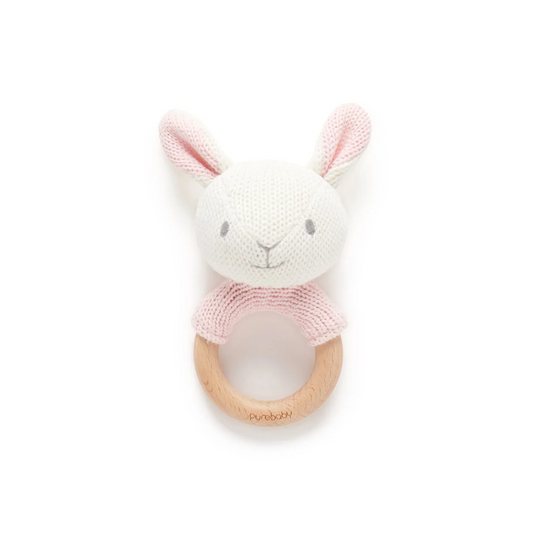 Knitted Baby Rattle - Rabbit