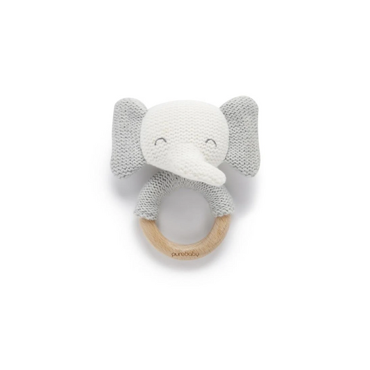 Knitted Baby Rattle - Elephant