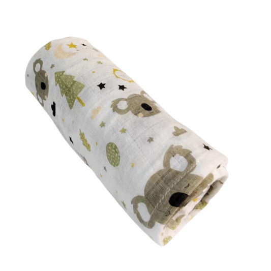 Junior Koala Muslin Swaddle Blanket, 100% Cotton