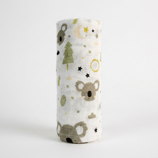 Junior Koala Muslin Swaddle Blanket, 100% Cotton