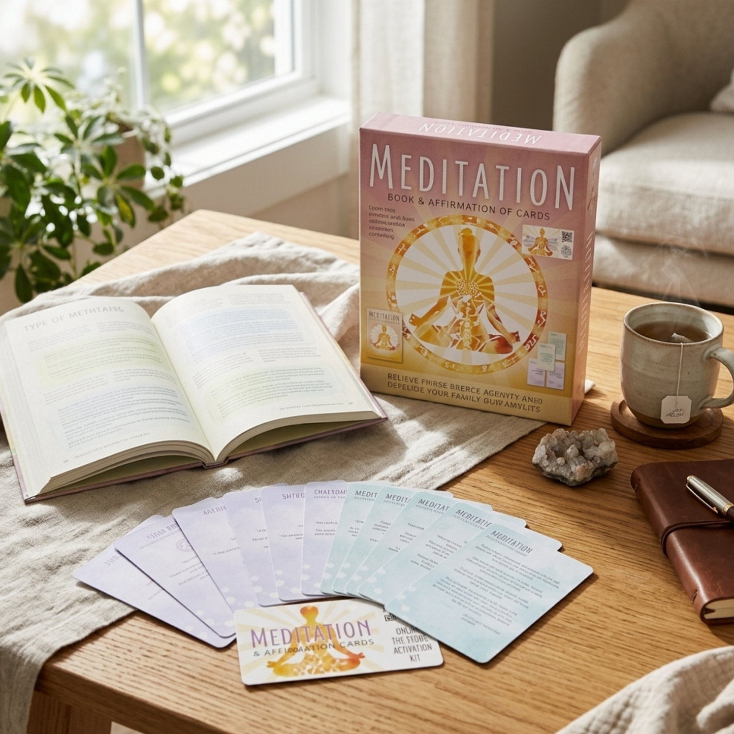 Mindfulness Meditation Set: Book and affirmation cards